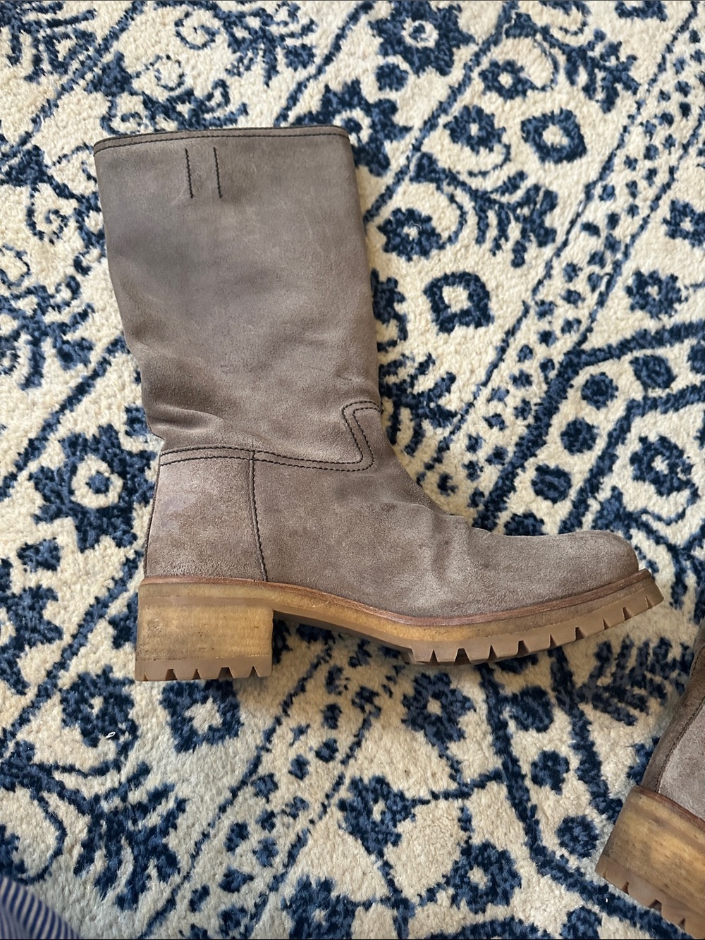 Prada Taupe Suede Mid-Calf Boots - Picture 6 of 14